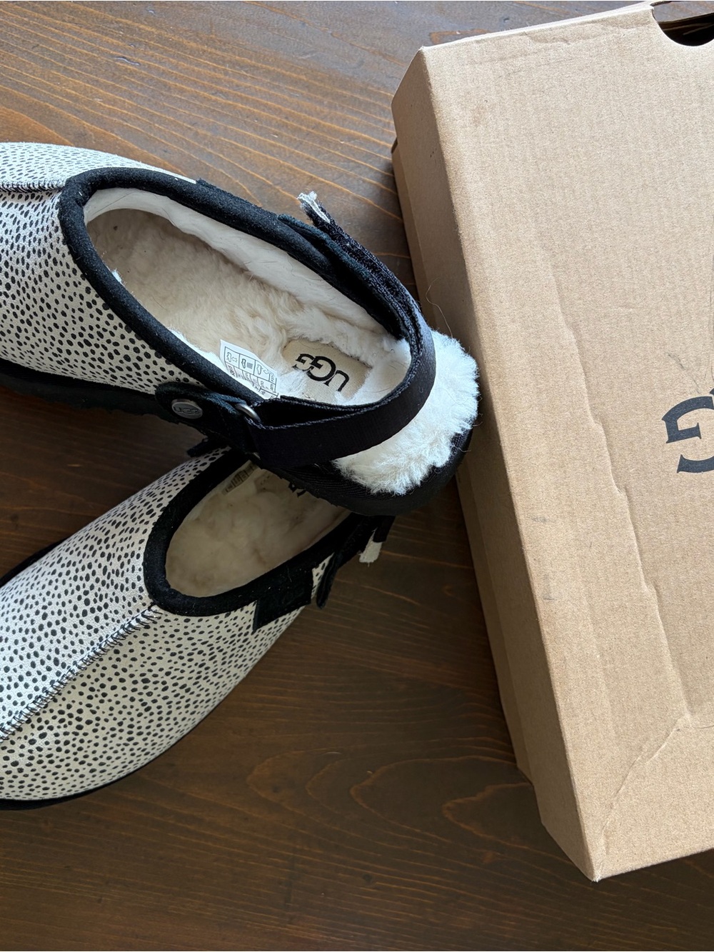 UGG Women's Black & White Speckled Slip-On Shearling Lined Shoe